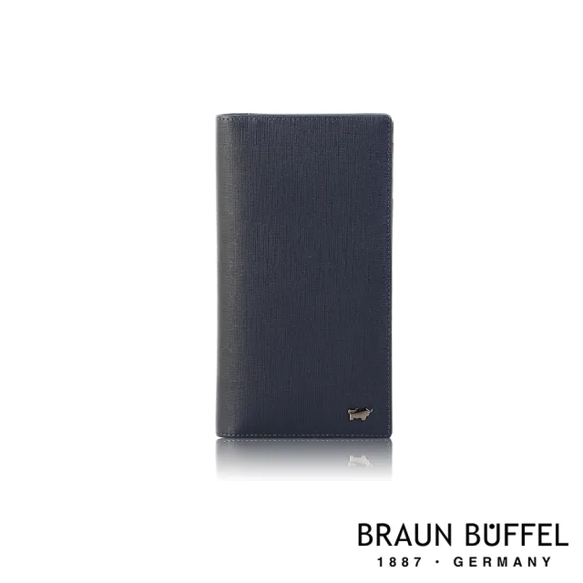 【BRAUN BUFFEL 德國小金牛】台灣總代理 戰神 17卡拉鍊零錢袋長夾-藍色(BF378-631-NY)