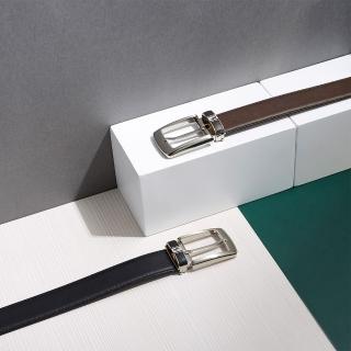 【Crocodile】鱷魚皮件 真皮皮帶 簡約質感 紳士 打洞皮帶 32MM-0101-52009-黑咖兩色(義大利進口
