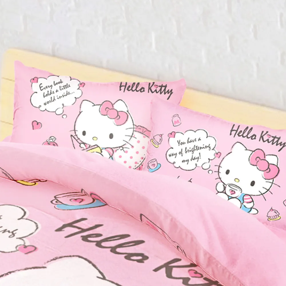 【享夢城堡】信封枕套2入(HELLO KITTY 開心小茶會-粉)