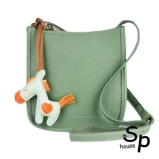 【Sp house】小清新俏皮減齡小馬掛飾真皮水桶包(真皮包包 5色能選小馬顏色隨機)