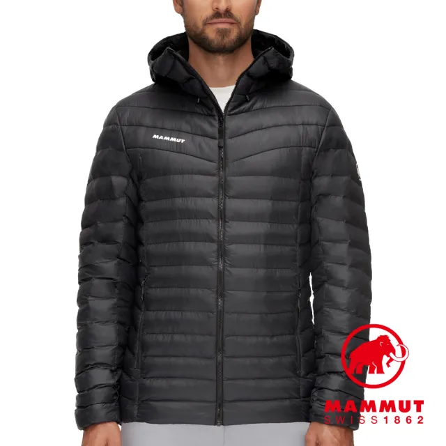 Mammut 長毛象】Albula IN Hooded Jacket 防潑水連帽化纖外套黑/白男款