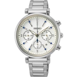 【SEIKO 精工】LUKIA 廣告款 太陽能三眼計時晶鑽女錶 禮物 送禮 推薦(SSC901J1/V175-0DY0U)