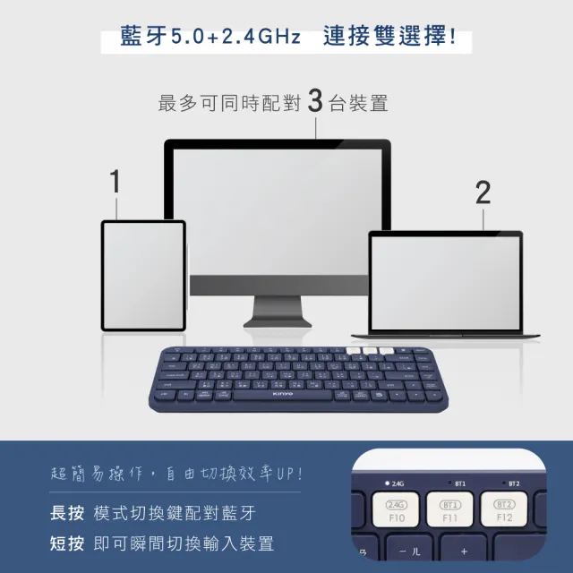 【KINYO】藍牙無線雙模鍵盤(GKB-360)