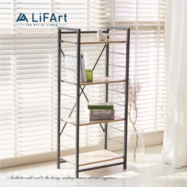 【LiFArt】工業風層板可調四層置物架50x32x120cm(鐵架/收納架/收納櫃/櫃子/浴室置物架/電器架/電器櫃)
