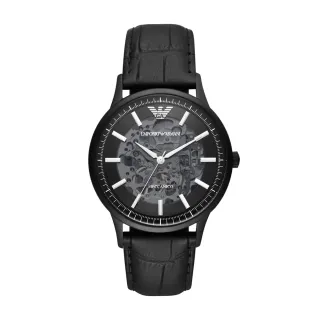 【EMPORIO ARMANI】英倫雅痞機械腕錶-黑X白(AR60042)