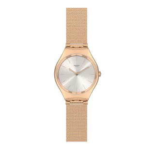 【SWATCH】Skin Irony 超薄金屬系列手錶 CONTRASTED SIMPLICITY 玫瑰花茶 瑞士錶 錶(38mm)