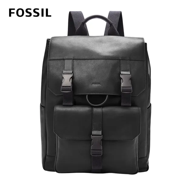 【FOSSIL 官方旗艦館】Weston 真皮後背包-黑色 SBG1283001(可入15吋筆電)