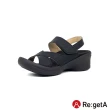 【RegettaCanoe】Re:getA  Regetta交叉腰帶造型 楔型後帶涼鞋R-2682(BLK-經典黑)