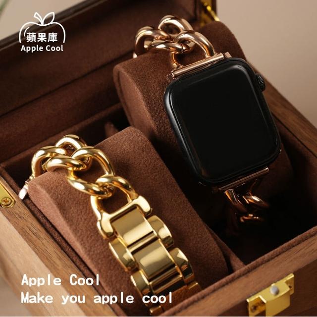 【蘋果庫Apple Cool】Apple Watch 38/40/41/十代42mm  粗圈鎖鏈式不鏽鋼錶帶