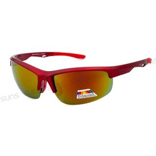 【SUNS】Polarized運動太陽眼鏡 頂規強化偏光鏡片 火焰紅S54 抗UV400(採用PC防爆鏡片/防眩光/防撞擊)