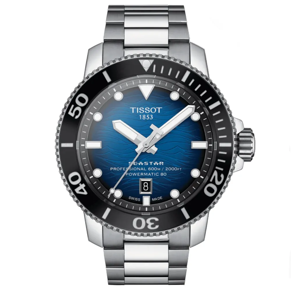 【TISSOT 天梭】Seastar 1000 海洋之星 可樂圈 300米潛水三眼計時錶 畢業禮物(T1204171105101)