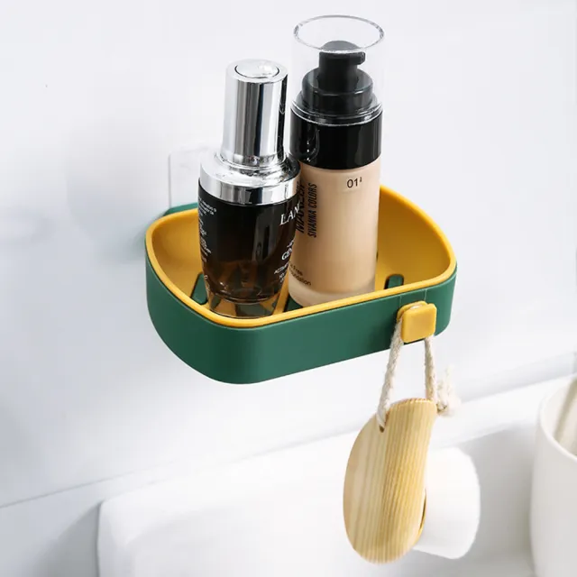 【Dagebeno荷生活】免打孔自帶掛鉤壁掛香皂盒肥皂盒 廚房浴室兩用雙層瀝水