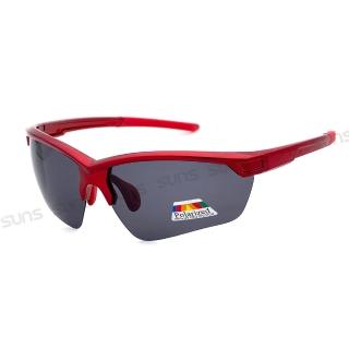 【SUNS】Polarized運動太陽眼鏡 頂規強化偏光鏡片 輕量紅框S49 抗UV400(採用PC防爆鏡片/防眩光/防撞擊)