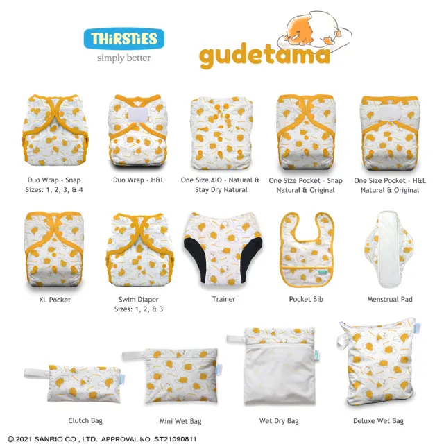 【Thirsties】Clutch Bag防水包 手拿包媽媽包gudetama蛋黃哥-台灣聯名款(旅行洗漱包 可