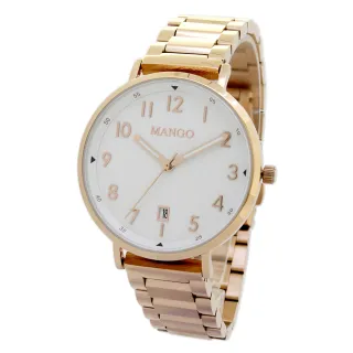 【MANGO】百搭數字簡約鋼帶錶-MA6768L-80T-H(銀色/36mm)