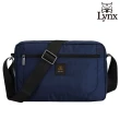 【Lynx】美國山貓旅行休閒多隔層機能橫式側背包布包(深藍色)