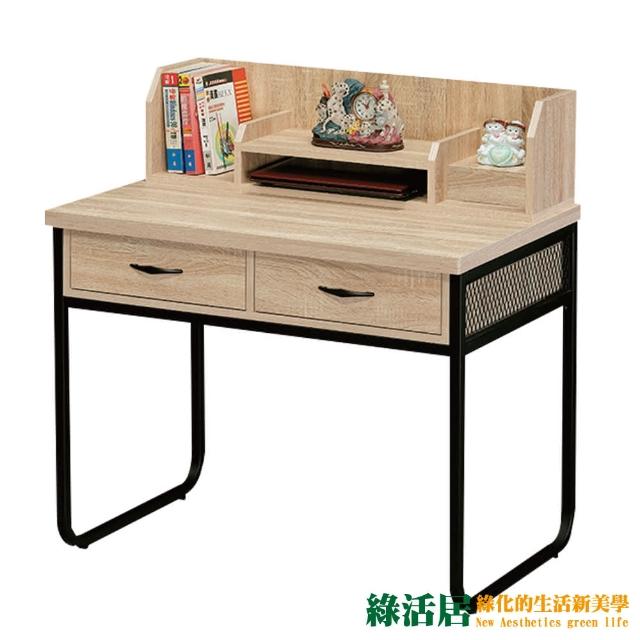 【綠活居】派歐蒂  現代3.2尺二抽書桌/電腦桌組合(二色可選)