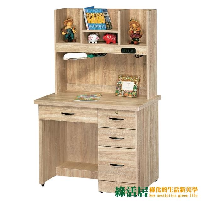 【綠活居】帕蒂  現代3.2尺四抽高書桌/電腦桌組合(二色可選)