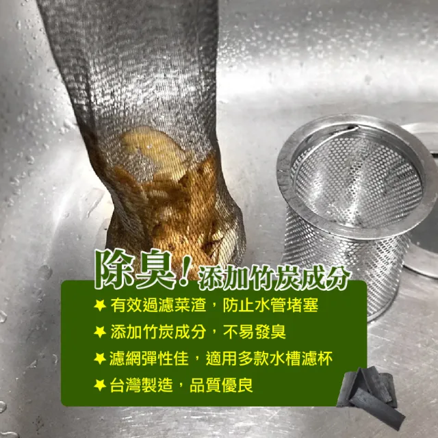 【AXIS 艾克思】台灣製竹炭除臭水槽濾水網15x23公分(480枚入)