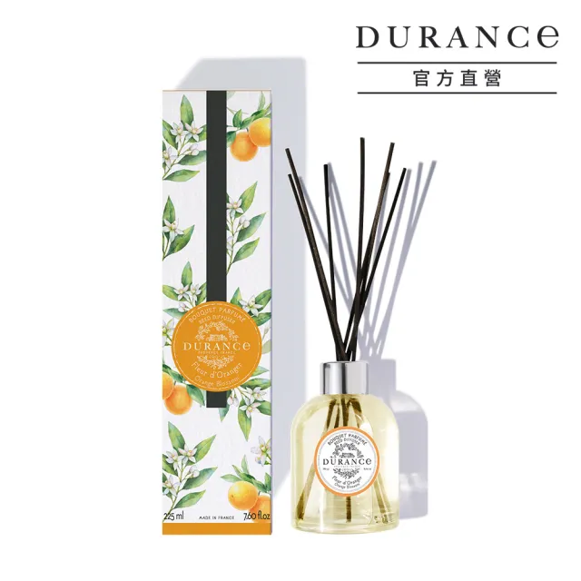 【DURANCE 朵昂思】花漾室內擴香組 225ml 含擴香枝(公司貨-多款可選[棉麝香/山茶花/橙花/馬鞭草/罌粟花])