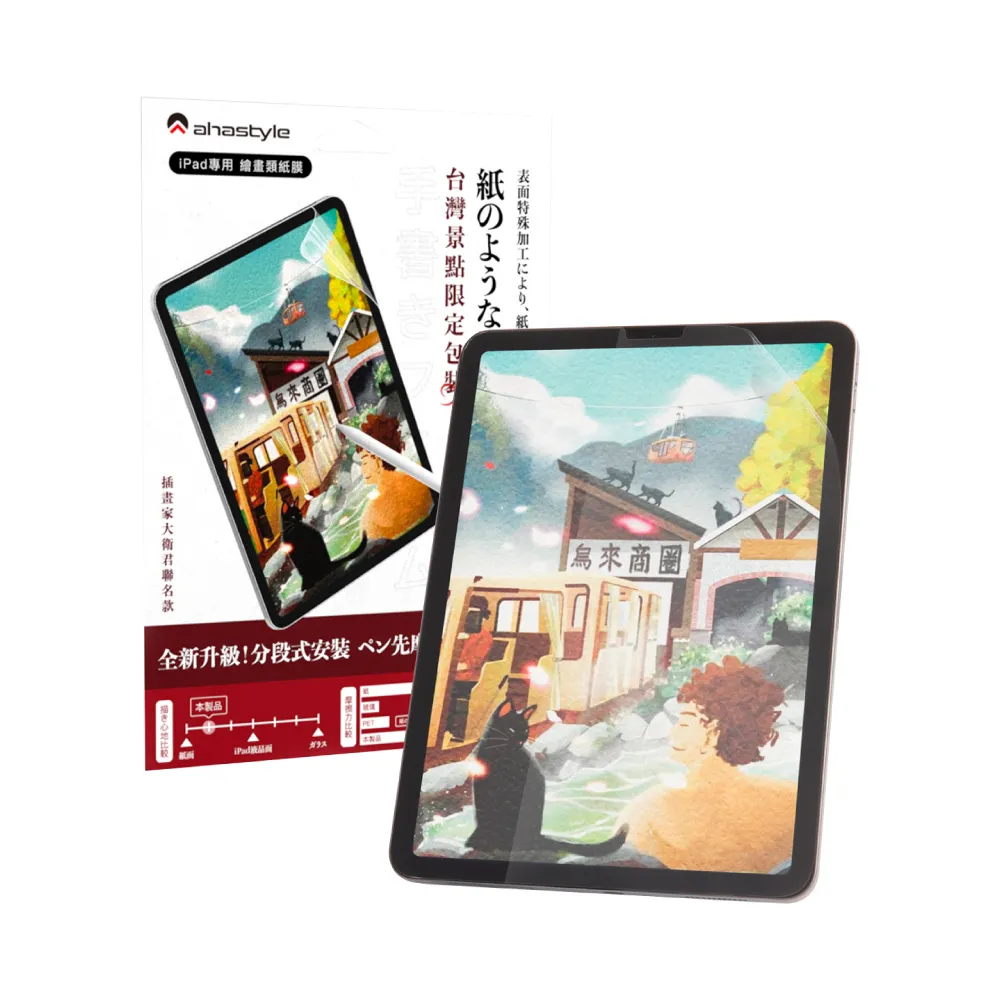 【AHAStyle】iPad 類紙膜肯特紙保護貼 繪圖/筆記首選 日本原料 台灣景點包裝限定版