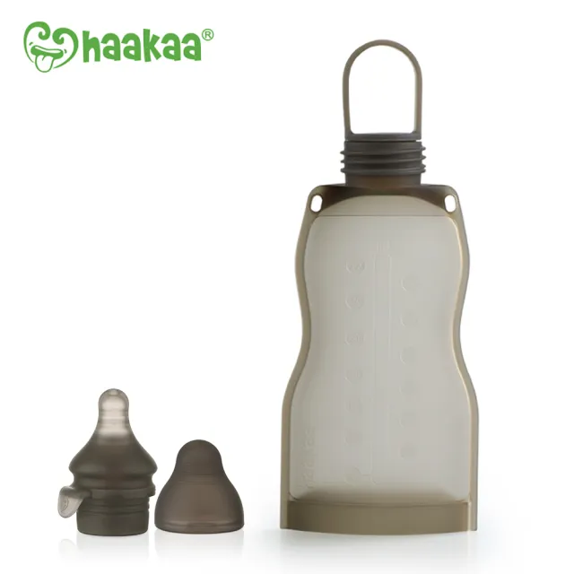 【haakaa】矽膠多功能儲乳袋+奶嘴套組(奶嘴頭+母乳儲存袋260ml)