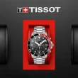 【TISSOT 天梭 官方授權】Seastar 1000海星300米潛水三眼計時錶-45.5mm/紅黑 畢業 禮物(T1204171105101)