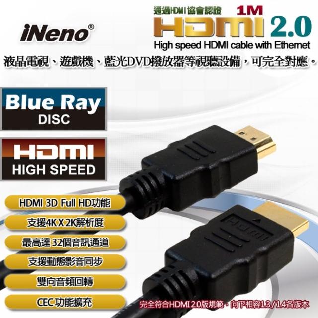 【iNeno】HDMI 2.0版 公對公 超高畫質4Kx2K  高速傳輸 圓形傳輸線-1M HDMI線