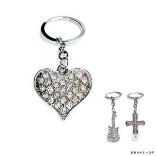【ENANSHOP 惡南宅急店】水鑽造型鑰匙圈 愛心 十字架 吉他 韓國流行吊飾 鑰匙圈 情侶鑰匙圈-006