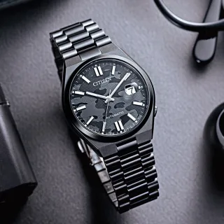 【CITIZEN 星辰】Mechanical系列 黑迷彩面盤 40小時動力儲存 機械腕錶 禮物推薦 畢業禮物(NJ0155-87E)