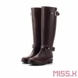 【MISS.K】高筒雨靴 防滑雨靴/個性韓版釦飾時尚高筒防滑耐磨雨靴(棕)