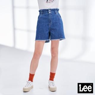 【Lee】出清品-女裝 牛仔短褲 / 荷葉高腰 鬆緊腰帶 中藍洗水(LL21011842F)