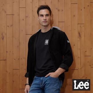 【Lee 官方旗艦】男裝 長袖襯衫 / 連帽可拆 燈心絨立領 氣質黑 舒適版型(LL190287K11)