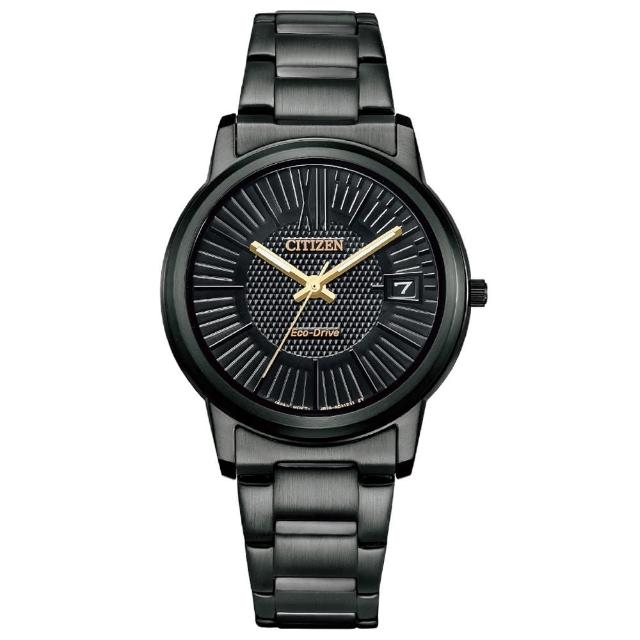 【CITIZEN 星辰】質感簡約光動能女錶-黑/33.3mm 母親節限定(FE6017-85E)