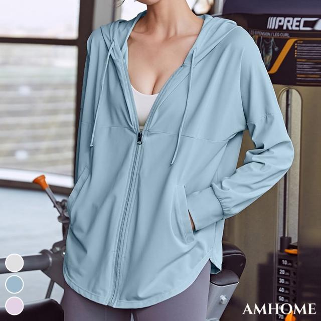 【Amhome】專業跑步健身寬鬆瑜伽連帽速乾運動外套#111446現貨+預購(3色)