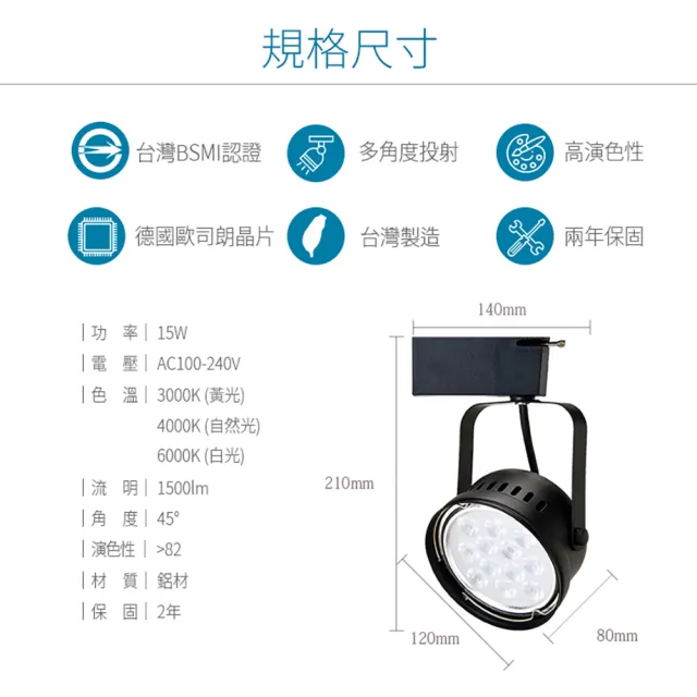 【JOYA LED】15W 碗公軌道燈 黑色外殼(台灣製造 德國歐司朗晶片)