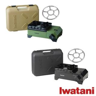 【Iwatani 巖谷】防風Jr小軍綠/迷你黑磁式瓦斯爐2.3kW附外盒搭贈不鏽鋼爐架(小軍綠或迷你黑+爐架1入)