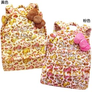 【TDL】日本進口HELLO KITTY凱蒂貓後背包包雙肩背包豹紋絨毛後背包 342623/126707(