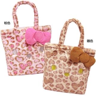 【TDL】日本進口HELLO KITTY凱蒂貓肩揹包側揹包手提包豹紋絨毛側肩包 369484/369477(
