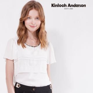 【Kinloch Anderson】圓領前飾蕾絲素面上衣 金安德森女裝(白)