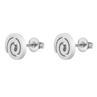 【VIA】白鋼耳釘 白鋼耳環 符號耳釘 螺旋耳釘/符號系列 幾何經典螺旋造型白鋼耳釘(鋼色)