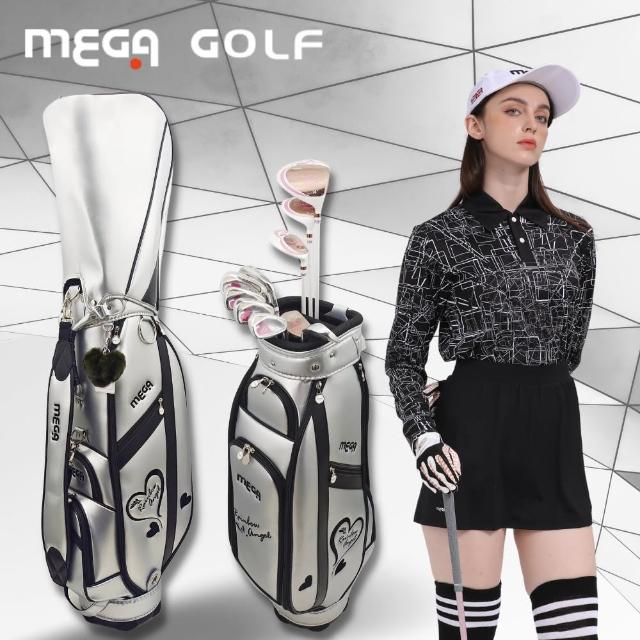 【MEGA GOLF】Rainbow Angel愛心鑽石珠光女用球袋贈溫暖愛心毛球吊飾-銀鑽款(球桿袋 高爾夫球袋 女桿袋)