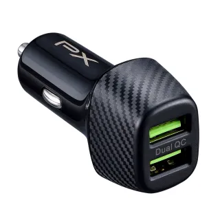 【-PX 大通】快充車充 QC3.0 36瓦W USB 閃充iPhone蘋果安卓雙用車用充電器(PCC-3620)