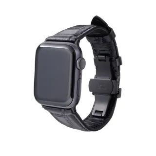 【Gramas】Apple Watch 42/44/45/49mm 真皮尊爵錶帶(黑)
