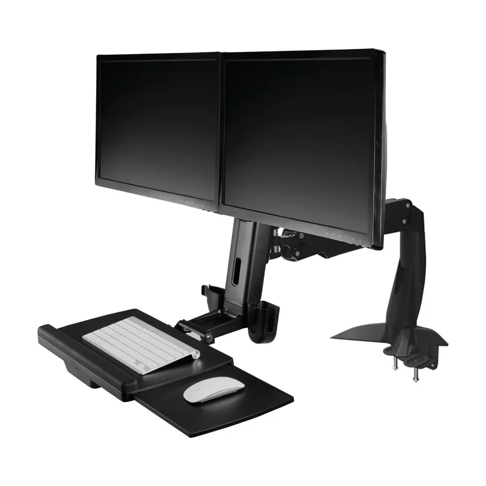 【HE Mountor】HE 桌上型雙升降單旋臂雙螢幕鍵盤架-總載重2-8公斤(H12WST)
