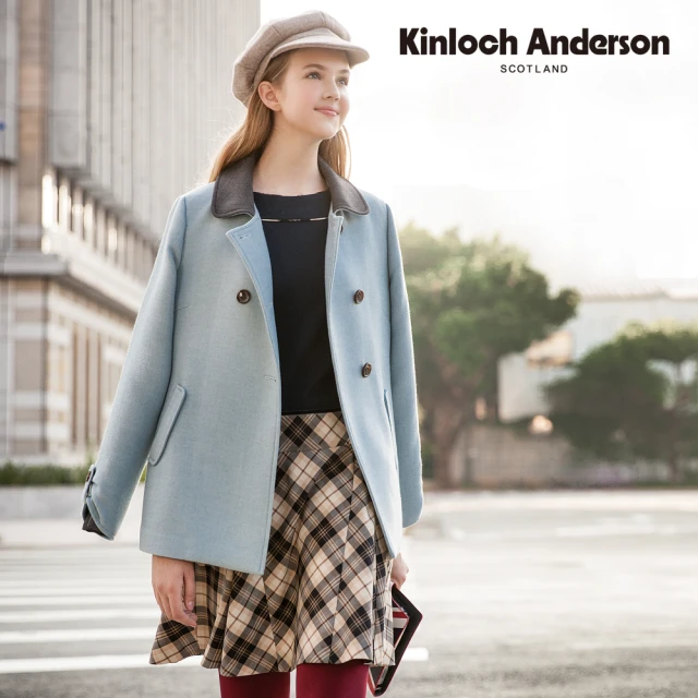 Kinloch Anderson 金安德森女裝 一字領連袖肩飾蝴蝶結短袖上衣(粉/灰藍)