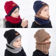 【魚樂】冬季保暖兒童脖圍毛帽兩件組 3組(保暖/圍脖/毛帽/脖圍/圍巾)