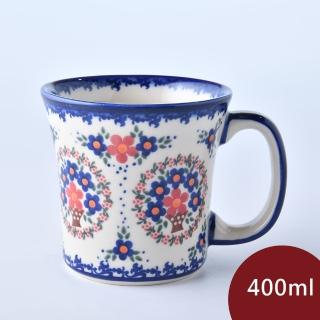 【美學生活 波蘭陶】波蘭陶 Vena 寬口馬克杯 水杯 茶杯 咖啡杯 400ml 波蘭手工製(野莓物語系列)