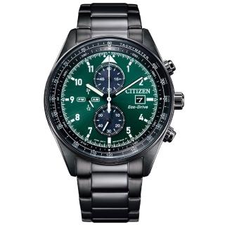 【CITIZEN 星辰】光動能 亞洲限定暗影騎士競速計時男錶-綠x黑/42.5mm 母親節限定(CA0775-87X)