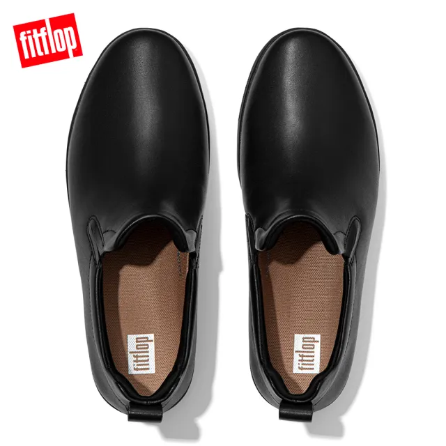 【FitFlop】RALLY LEATHER SLIP-ON TRAINERS 易穿脫時尚休閒鞋-女(靚黑色)